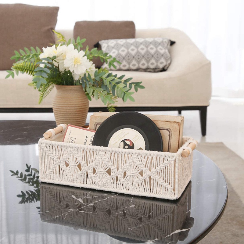 Giỏ Macrame Đan Tay Phong Cách Boho Độc Đáo Trang Trí Nhà Cửa
