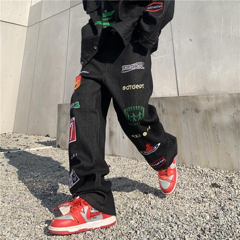 Quần Jean Dài Dáng Rộng Phong Cách hip hop Đường Phố Mỹ Thời Trang Cho Nam Và Nữ