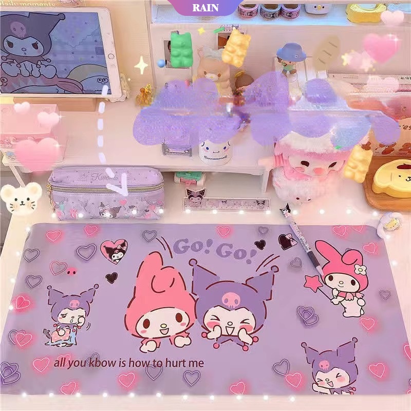 Miếng Lót Chuột Bằng PU Hình Chữ Nhật Cỡ Lớn In Họa Tiết Hoạt Hình Melody Kuromi Cinnamoroll