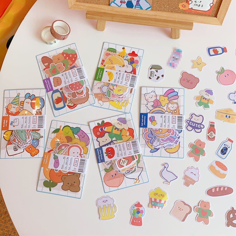 SET GÓI STICKER DÁN TỦ KỆ NHIỀU HÌNH XINH XĂN PHONG CÁCH HÀN QUỐC DECOR TRANG TRÍ BÀN HỌC HIỆU QUẢ