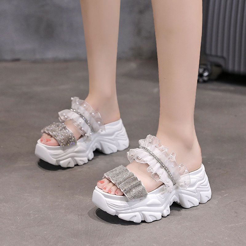 Dép Đế Dày Tăng Chiều Cao Màu Hồng Xinh Xắn Thời Trang