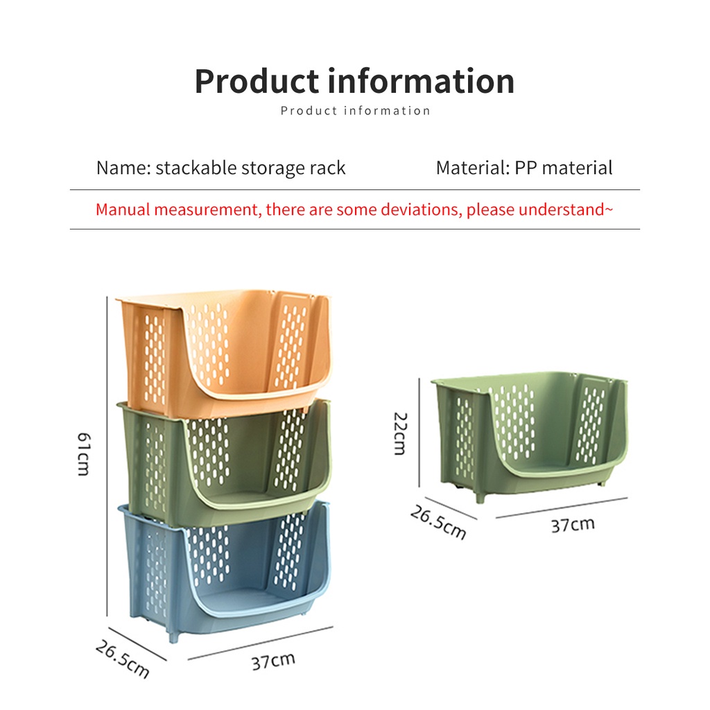 Giỏ đựng đồ xếp chồng JUJIAJIA đựng rau củ quả cỡ lớn nhiều tầng tiện lợi cho nhà bếp