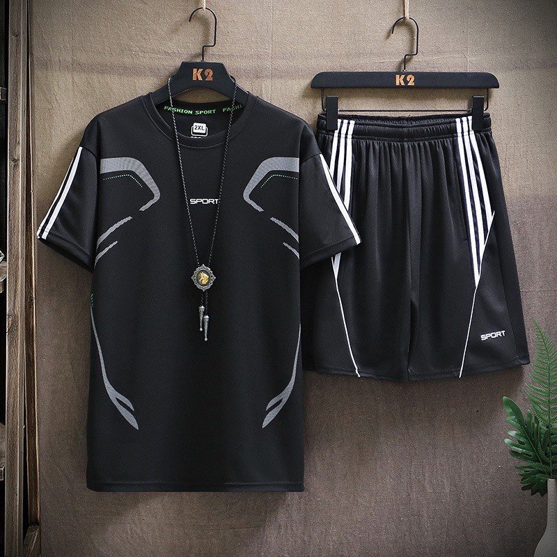 Bộ thể thao nam,tập GYM chất liệu thun lạnh trơn - cổ tròn - BH26 - PANDO FASHION