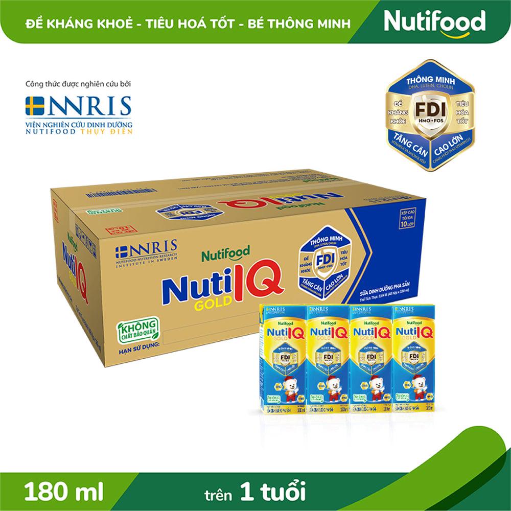 Thùng 48 hộp Sữa Bột Pha Sẵn Nuti IQ Gold 180ml/hộp