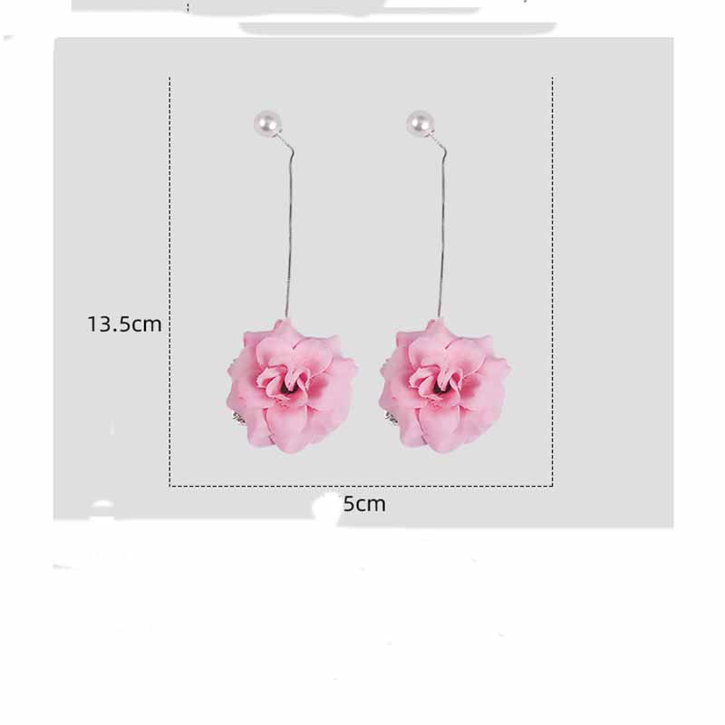 1 Đôi Khuyên Tai Dáng Dài Hình Bông Hoa Màu Hồng / Trắng Phong Cách Cổ Điển Thời Trang Cho Nữ