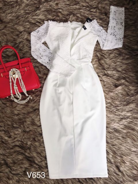 Váy body ren trễ vai V653 - Đẹp Shop DVC (Kèm ảnh thật trải sàn do shop tự chụp) | BigBuy360 - bigbuy360.vn