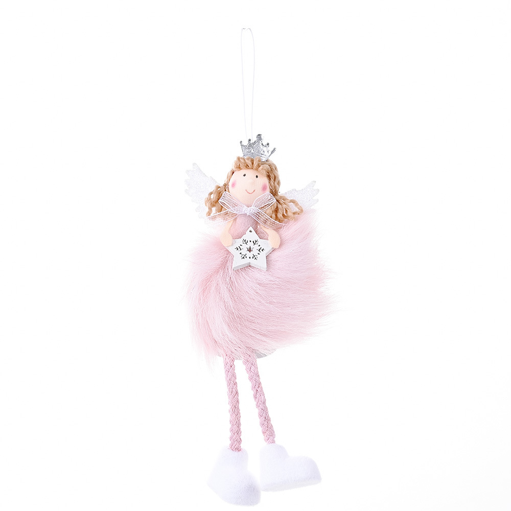 Christmas Angel Doll Toy /Pink Plush Doll/ Christmas Tree Pendant Ornaments /Xmas Kids New Year Gift Table Decoration