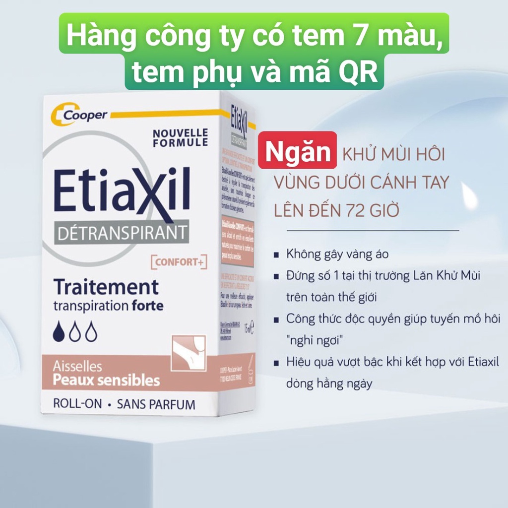 Lăn Khử Mùi Etiaxil Giảm Mồ Hôi Dành Cho Da siêu Nhạy Cảm 15ml Màu nâu date xa  ngăn mùi cơ thể, hôi nách