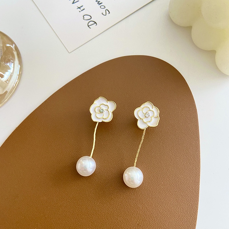 Bông Tai Mạ Bạc 925 Đính Ngọc Trai Sang Trọng Phong Cách Retro Hàn Quốc 2022