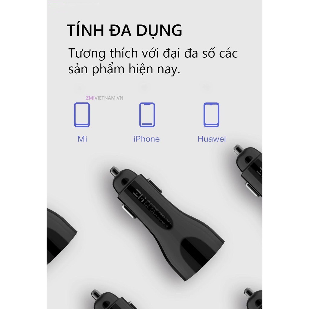 [GIAO HỎA TỐC 2H][CHÍNH HÃNG]SẠC Ô TÔ NHANH Xiaomi 2 cổng USB 37W/ZMI AP7212 2 cổng Type C 45W - Fullbox