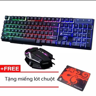 Combo bàn phím giả cơ và chuột Led 7 màu LIMEME TX30 - T06 (Đen) + Tặng kèm tấm lót chuột