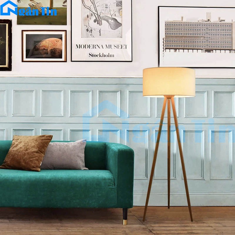Đèn Cây Đứng Đọc Sách 3 Chân Gỗ Trang Trí Phòng Khách Phòng Ngủ DC539 Ngân Tin