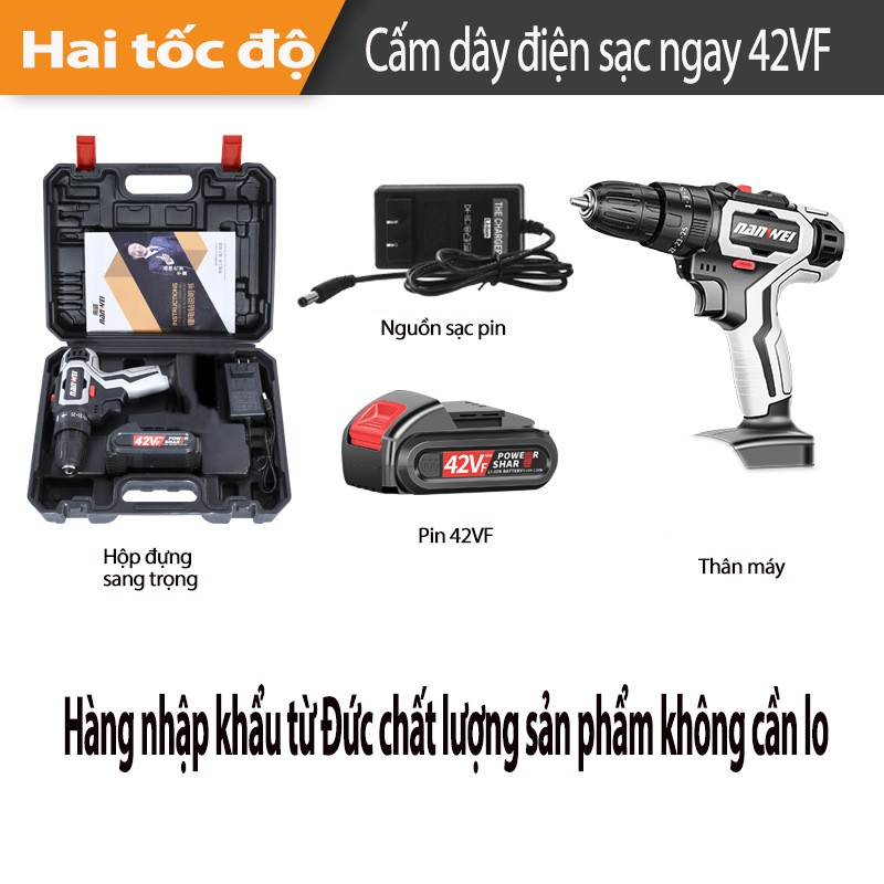 NEP085 NANWEI không chổi than Loại sạc pin cầm tay Máy khoan Lithium mini đa năng gia đình vặn ốc chổi than 42VF 48VF