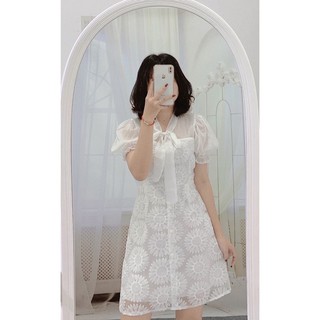 Váy ren hoa trắng váy trắng váy đi cưới