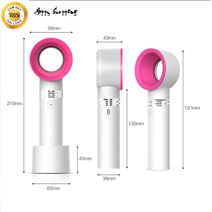 Quạt Không Cánh USB Cầm Tay Mini, Quạt Để bàn Sạc Pin Với 3 Mức Điều Chỉnh