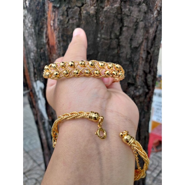 Vòng Tay Nữ Mặt Châu Mạ Vàng 18k Đi Chơi,Tiệc, Rất Sang - Khoá Chỉnh Kích Thước Cho Chị Em Từ 42kg đến 90kg - Lokalo