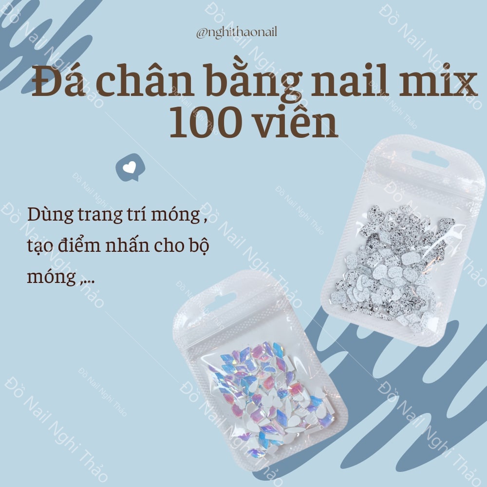 Đá khối nail , đá chân bằng nail mix 100 viên