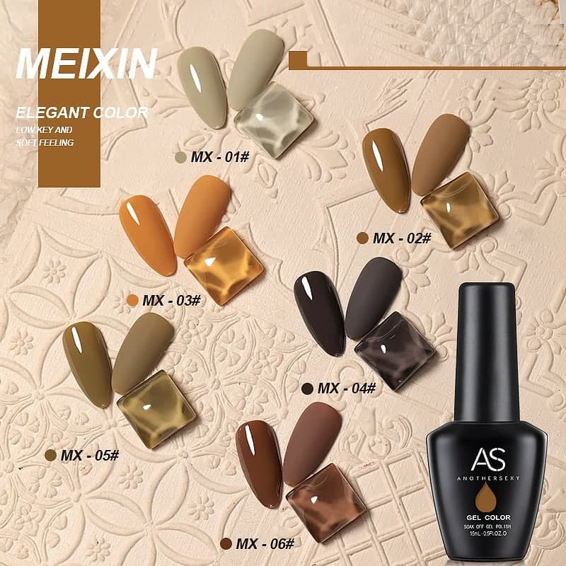 Sơn móng tay gel AS chai xanh mẫu mới đủ các tone xanh đỏ vàng đất cam nâu tây VUA SƠN AS mã MCL MX 15ml