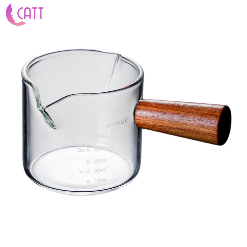 [Dadada1] Cốc Đong Hai Đầu Mini Trong Suốt Với Tay Cầm Bằng Gỗ Chịu Nhiệt Cho Quầy Bar / Nhà Bếp