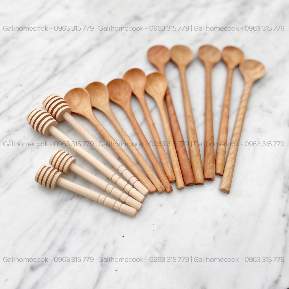 Thìa cà phê (cafe), lấy mật ong bằng gỗ nhãn xuất khẩu | Longan wood Spoon Galihomecook TGN-1