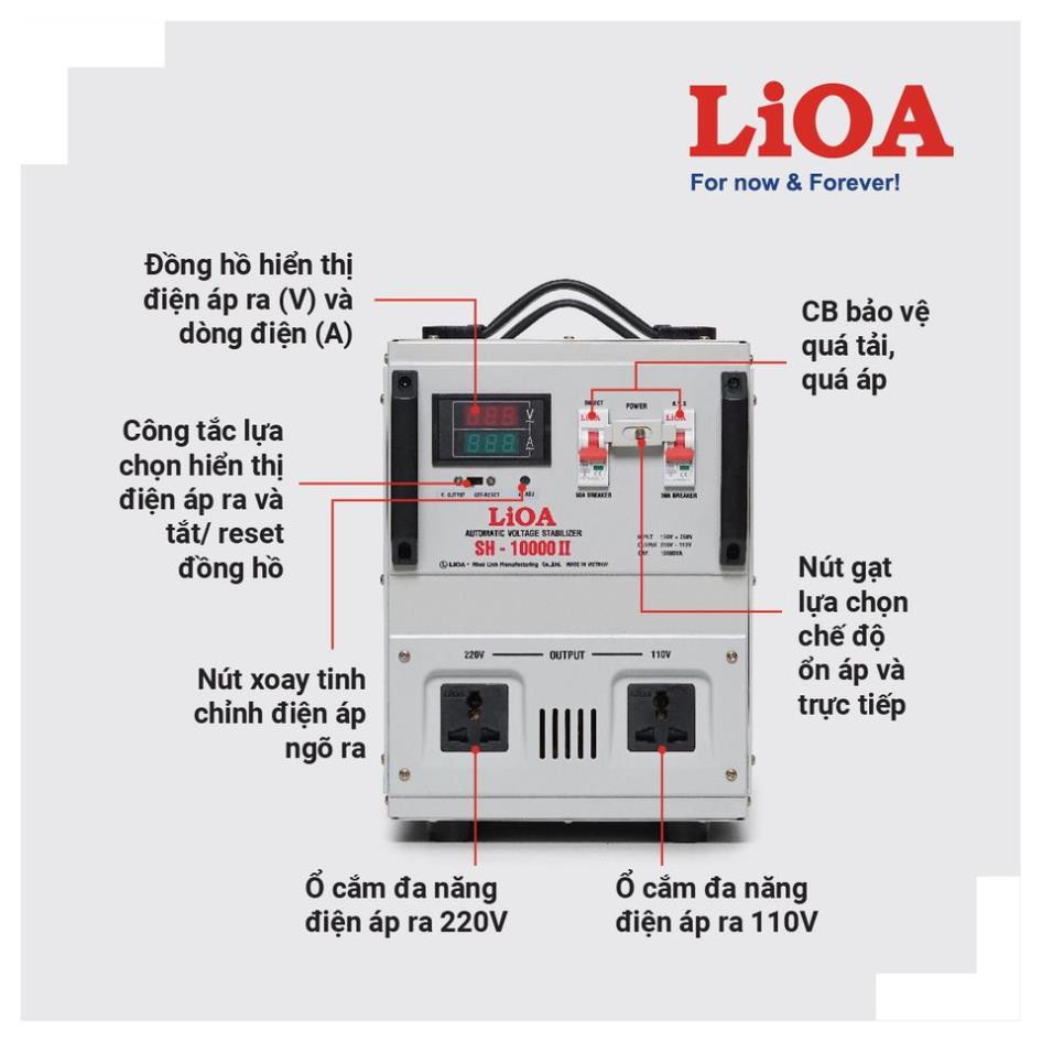 Ổn áp Lioa 10kva, 1 pha, dải điện 150v, SH-10000II
