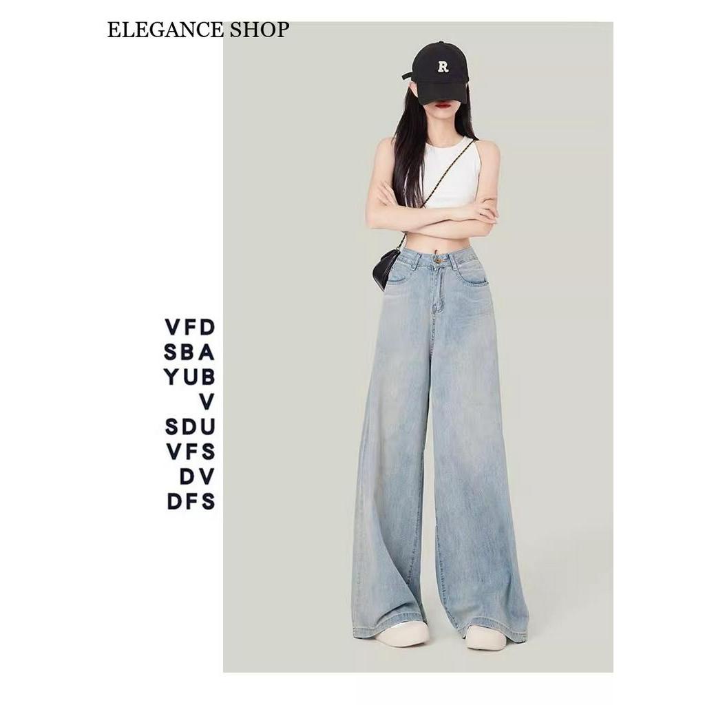 ELEGANCE SHOP quần ống rộng quần nữ jean Trendy Fashion Stylish Vintage WNK2392CWU 42Z231021
