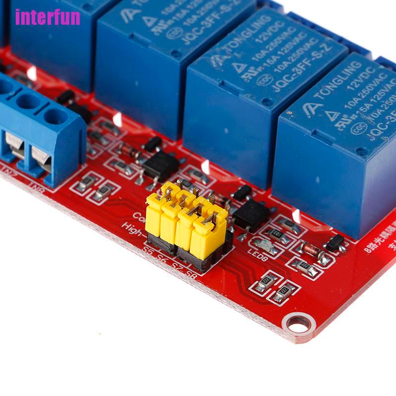 [Interfun1] 1-2-4-8 Channel 12V / 24V Relay Module With Optocoupler  (High / Low Trigger) [Fun]