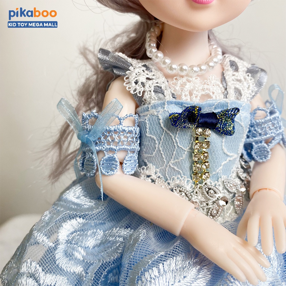 (Summer Sale 50%) Búp bê công chúa Pikaboo mặt xinh mắt 3D, váy xịn, có khớp tay chân, vòng cổ xịn, đã kiểm định an toàn