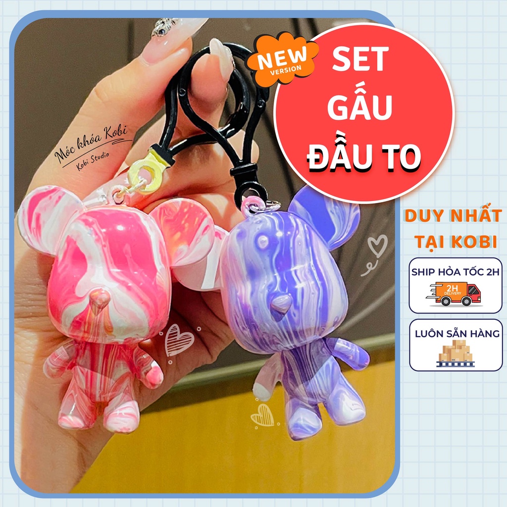 Móc Khóa Bearbrick KOBI DIY Đổ Màu Acrylic Pouring nhiều màu đẹp lạ mắt sáng tạo Hot Trend 2022