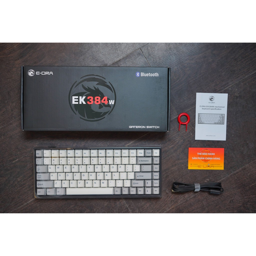 ❃Bàn phím cơ không dây E-Dra EK384W Gateron Switch  - Hàng chính hãng