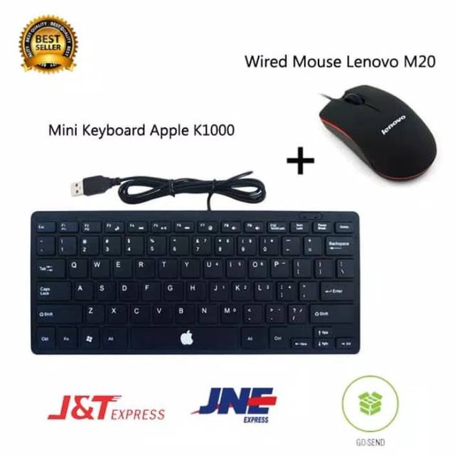 Bàn Phím Có Dây Usb Cho Apple Mini K-1000 + Chuột Lenovo M20 - Black Đen