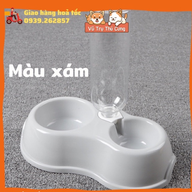 Bát ăn đôi cho Chó Mèo kèm bình nước tự động 500ml