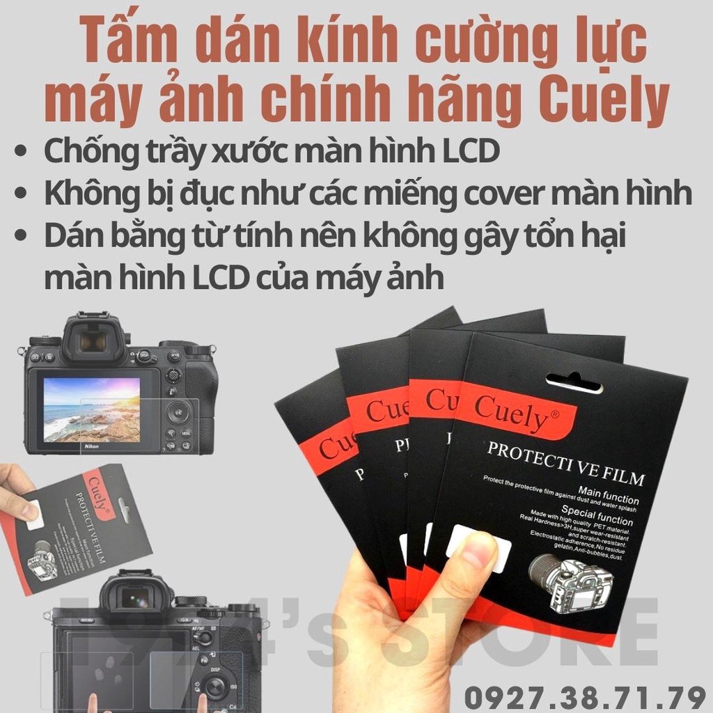 Miếng dán kính cường lực Cuely cho máy ảnh đủ loại Fujifilm - Sony - Canon EOS M - Canon EOS R/RP - Olympus