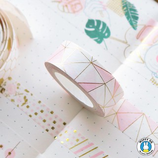 Băng dính trang trí Washi Tape Golden Pink HOA VĂN THIẾP VÀNG