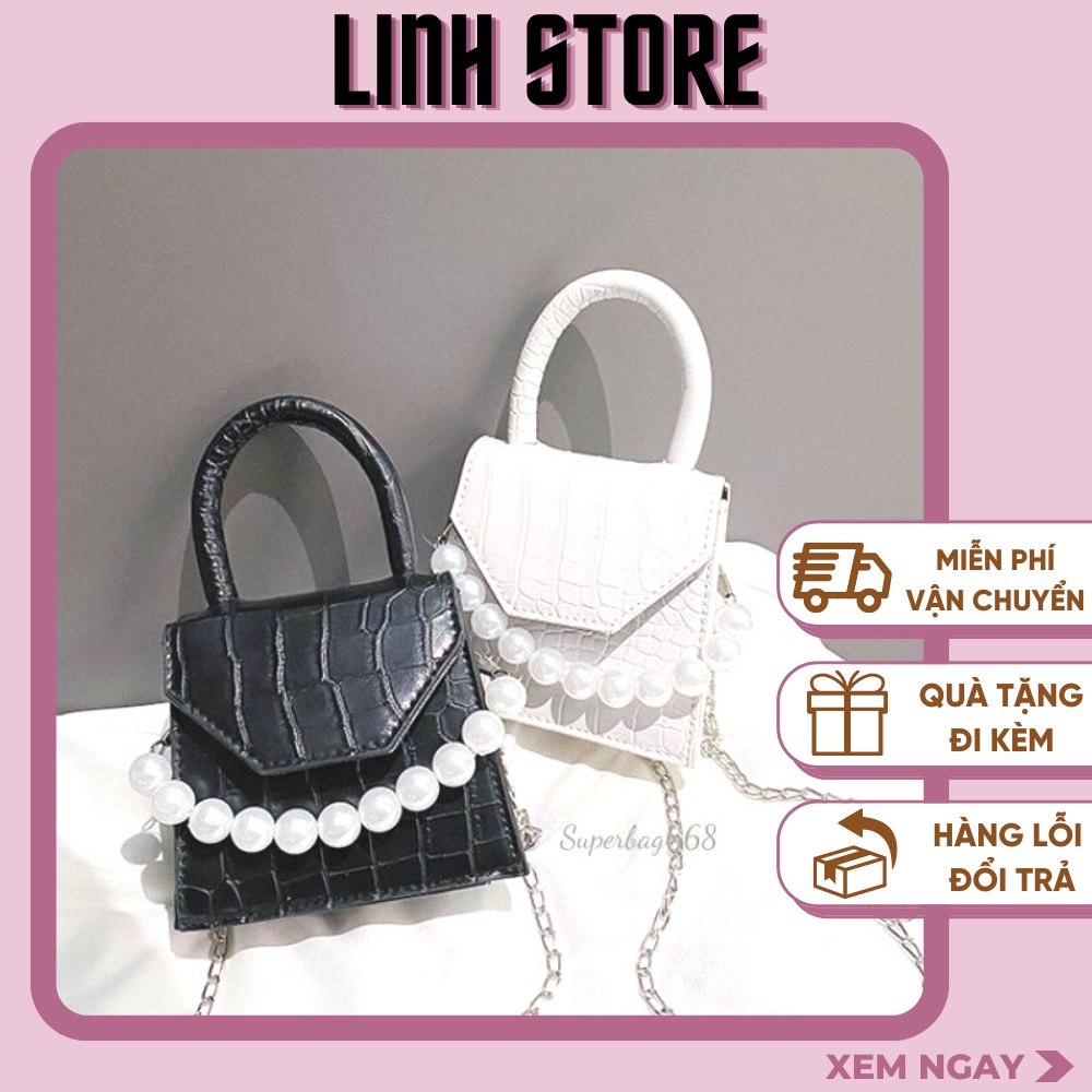 Túi Xách Tay Linh Store Túi Đeo Chéo Mini 2 Màu Kèm Dây Ngọc Phong Cách Hàn Quốc Giá Rẻ Dễ Thương