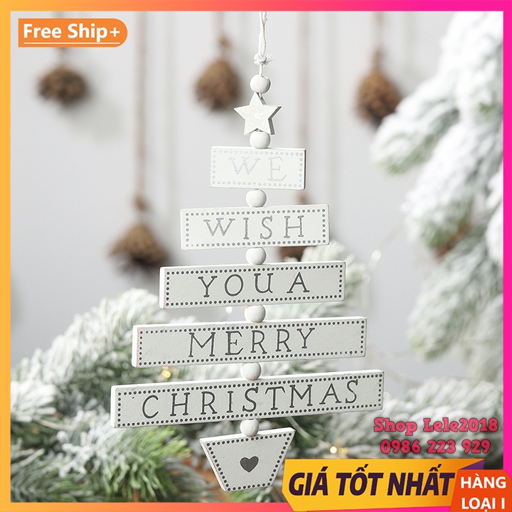 Dây treo chữ ❤️We Wish You A Merry Christmas❤️ bằng gỗ trang trí cây thông Noel