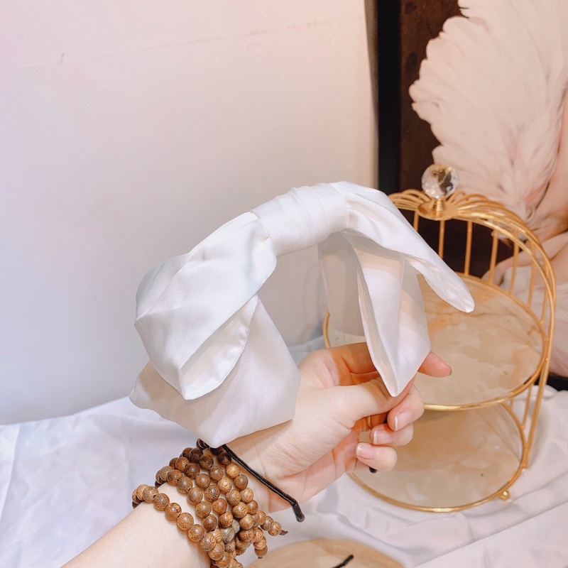 Cài tóc nơ lụa trắng