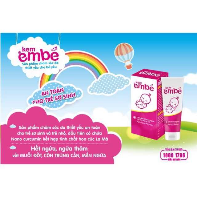 Kem Em Bé tube 20 G- Làm dịu mẩn ngứa, rôm sảy, côn trùng đốt, ngăn ngừa thâm sẹo, An toàn cho trẻ sơ sinh