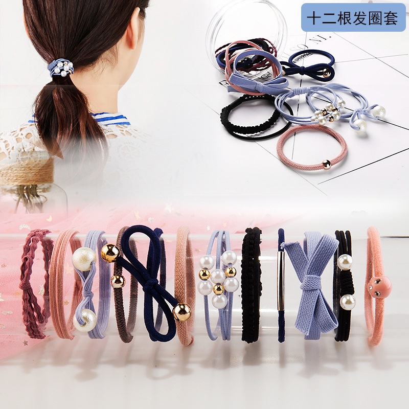 TÚI 12 DÂY BUỘC TÓC, DÂY BUỘC MIX 12 CÁI NHIỀU MÀU CHO NỮ