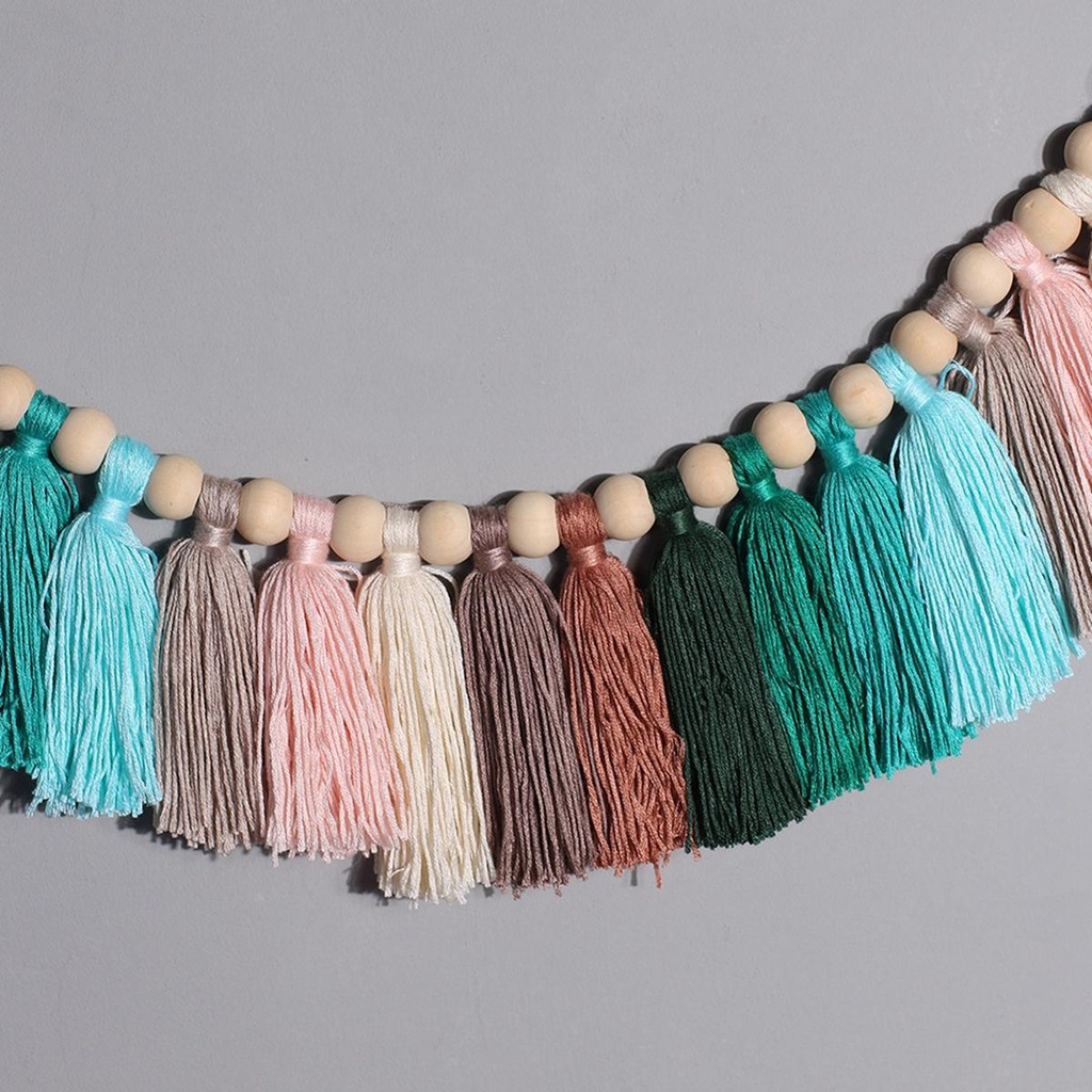 Vòng Hoa Tua Rua 15H Treo Tường Trang Trí Phòng Ngủ Cho Bé Phong Cách Bohemian