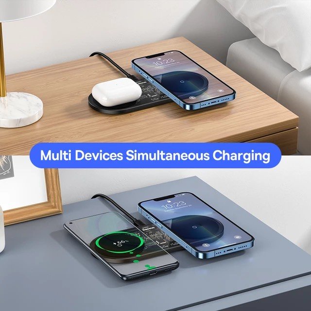 Đế Sạc Nhanh Không Dây Đa Năng Baseus Digital LED Display 2in1 Wireless Charger 20W New 2022（Phone + Airpods Pro）