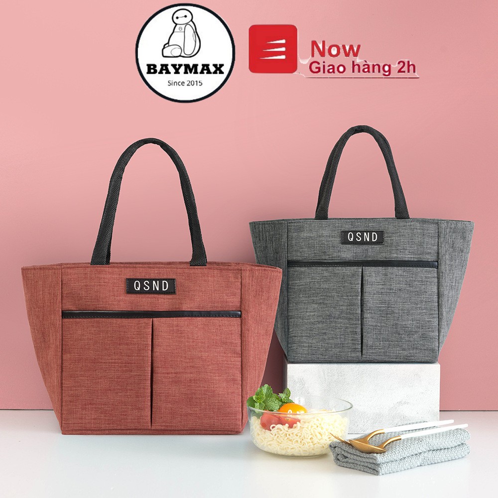 Túi đựng cơm giữ nhiệt QSND cao cấp size đại 40x25 cm, túi đựng thức ăn 3 lớp cách nhiệt vải Oxford chống thấm