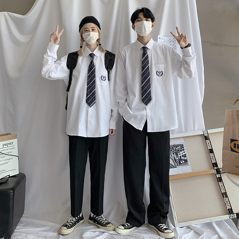 ♞AFF LIGA♞ Áo Sơ Mi Đồng Phục Tay Dài Thời Trang Cho Cặp Đôi