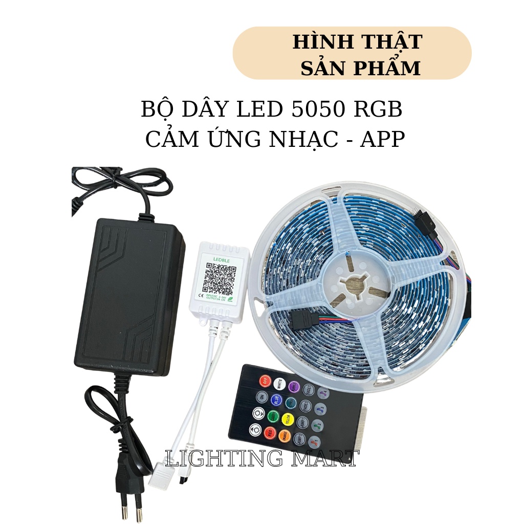 Đèn Led Tiktok cảm ứng nhạc 16 triệu màu, xài App điện thoại, chiều dài 5Mét sử dụng trang trí phòng ngủ