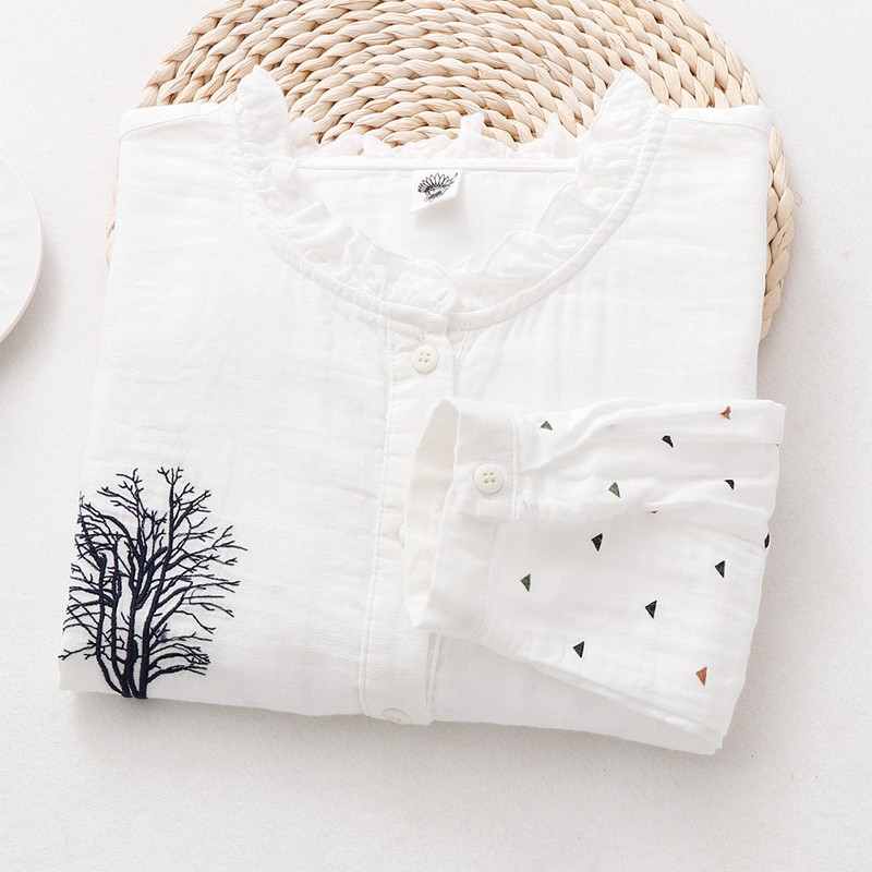 [ORDER] Áo somi vải cotton bông , thêu hoa xinh phong cách Nhật 2020 | BigBuy360 - bigbuy360.vn