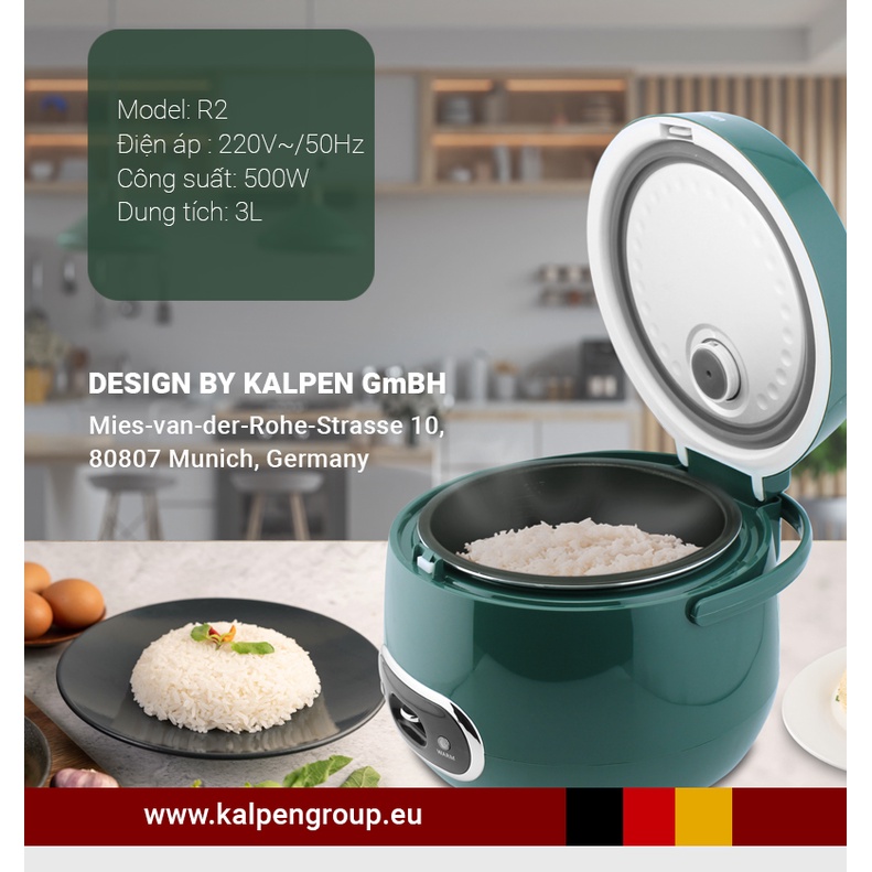 Nồi cơm điện cao cấp Kalpen R3/R2/R1 dung tích 1L & 1.2L chuẩn Đức hàng chính hãng - bảo hành 24 tháng