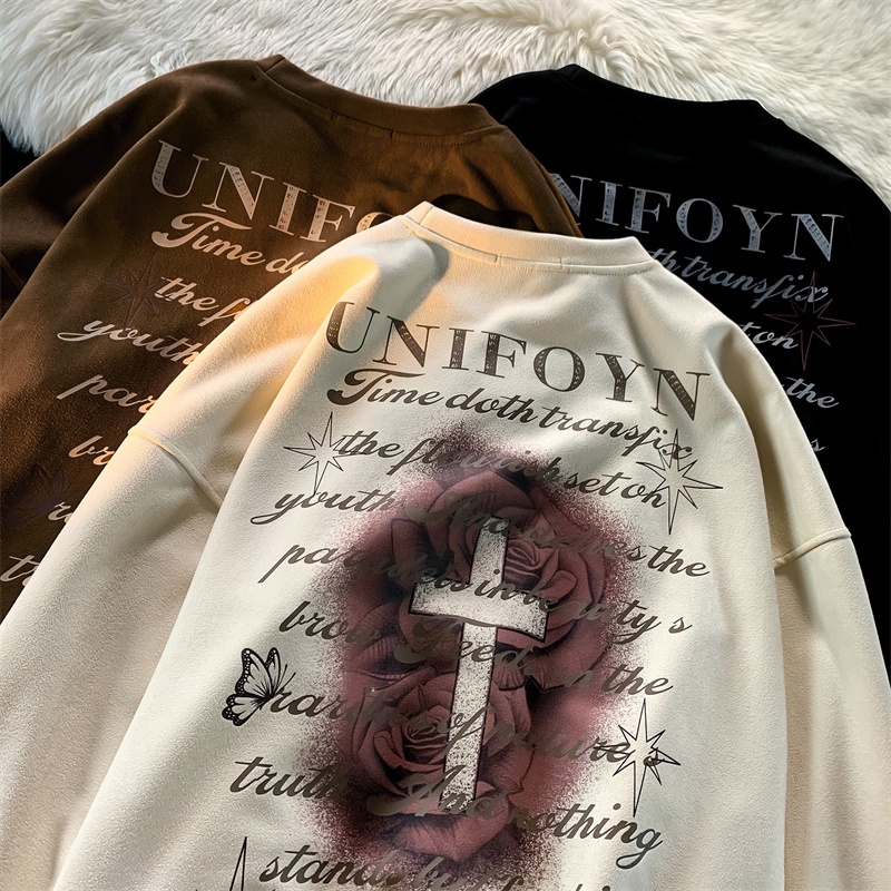 Áo Sweater Cotton Mỏng Dáng Rộng Phong Cách Retro Mỹ Thời Trang Cho Nam Nữ