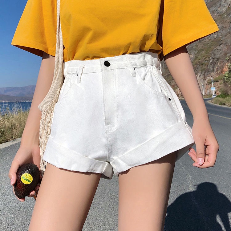 Quần short jean IELGY lưng cao dáng rộng thời trang cho nữ