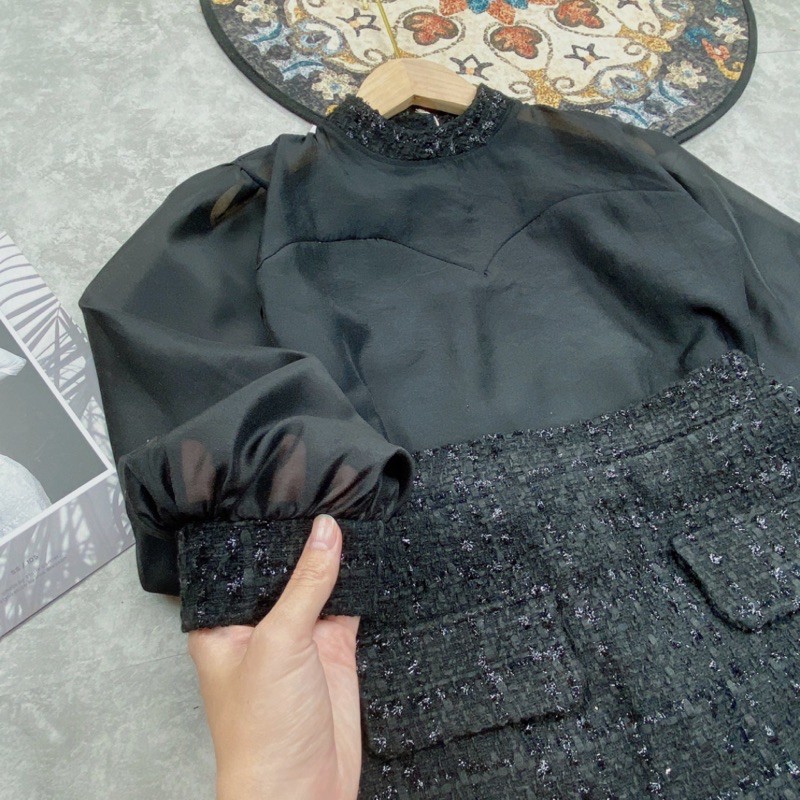 Set Áo Phối Dạ mix chân váy