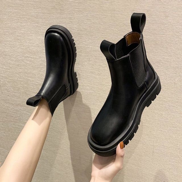 (ORDER) Bốt cổ lửng da mềm phối chun BIG SIZE 35-43 - Ảnh thật